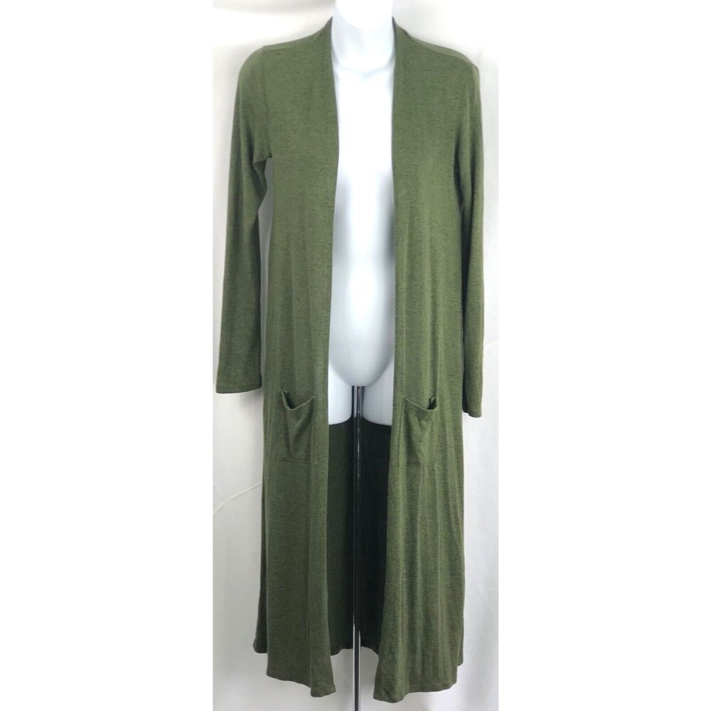 Agnes Dora Duster cardigan sweater XXS olive green open pockets cottage boho